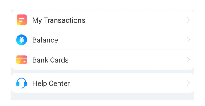 My Transactions payment history in Alipay