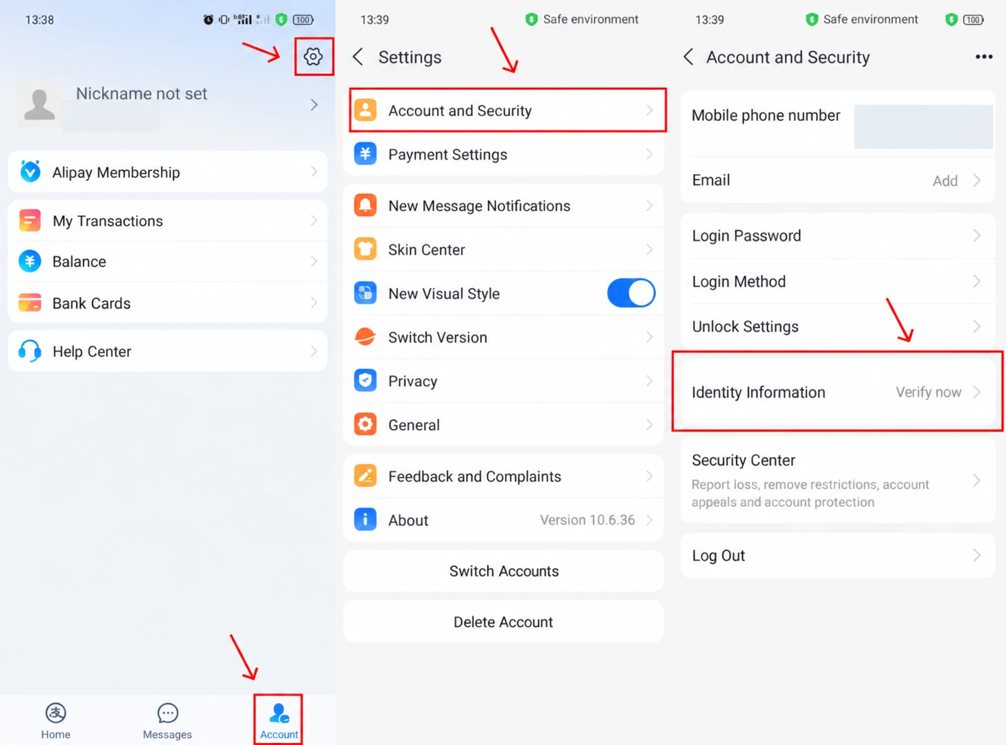 Opening identity verification