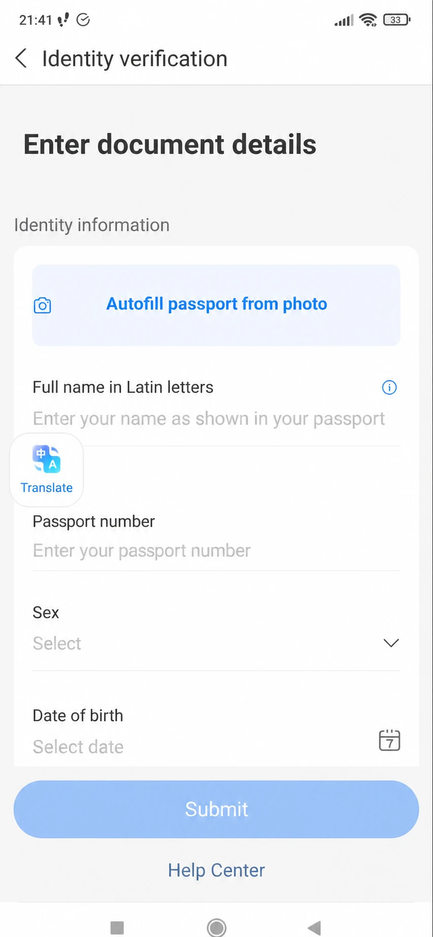 Document selection and the passport form