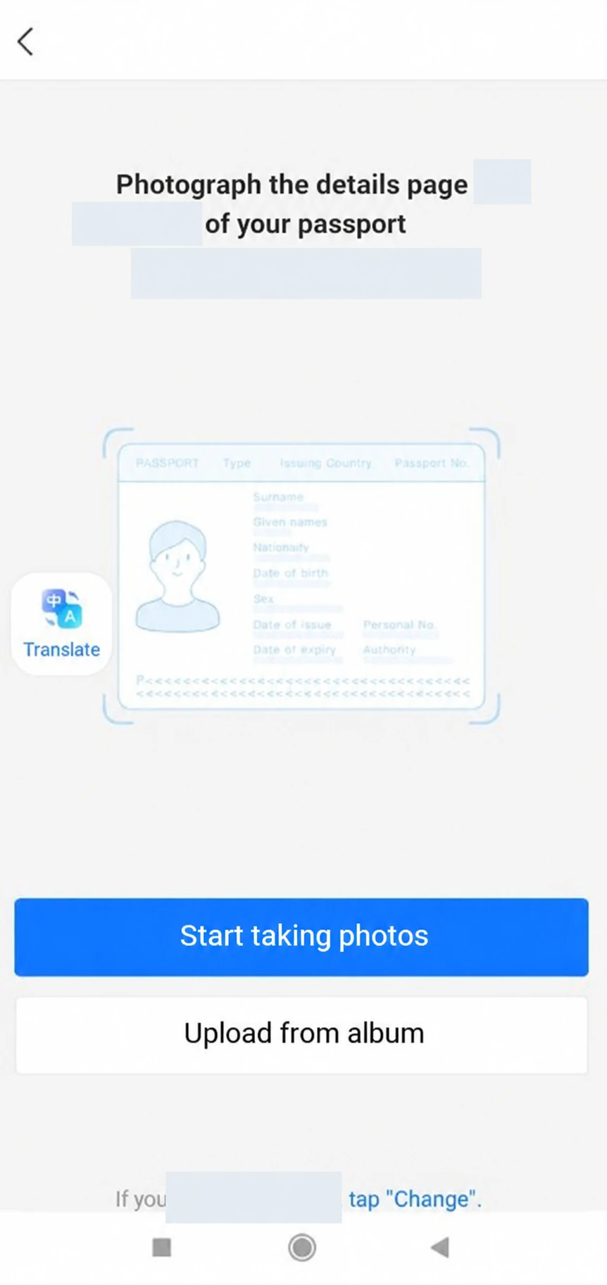 Uploading a passport photo
