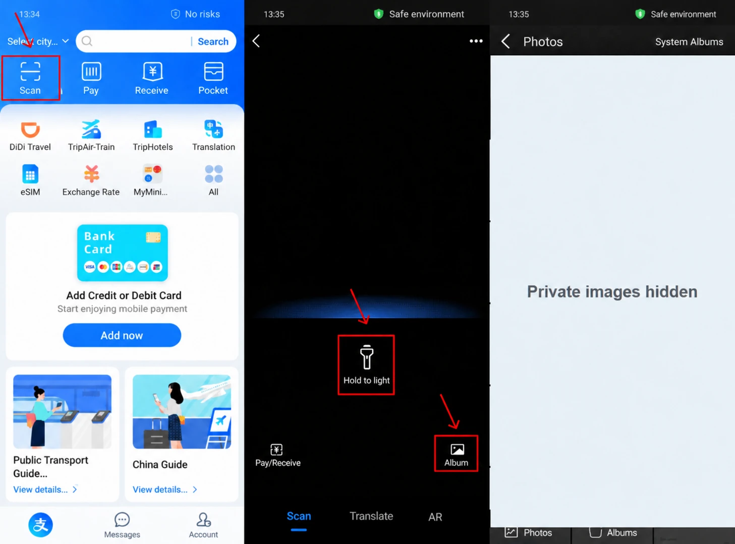 Scanning a merchant’s QR code