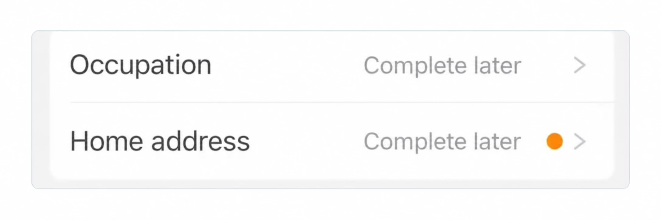 Occupation and home address fields